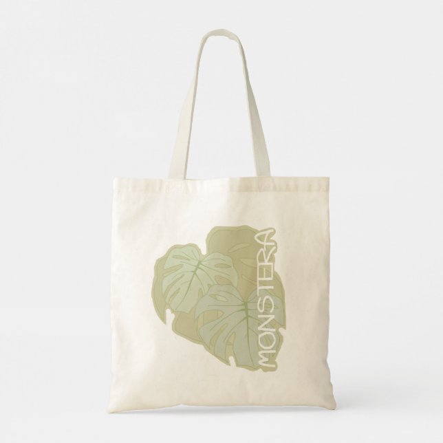 Monstera foliage in soft green Tote Bag (Dos)