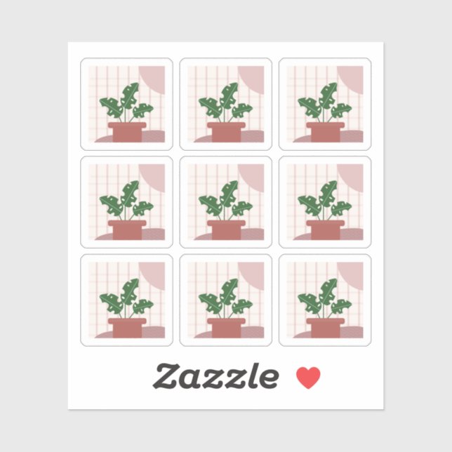 Monstera House Plante encadre Sticker Bohemian (Feuille)