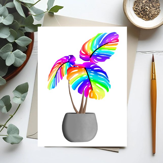 Monstera Néon Arc-en-Ciel | Carte Postale de Plant (Créateur téléchargé)