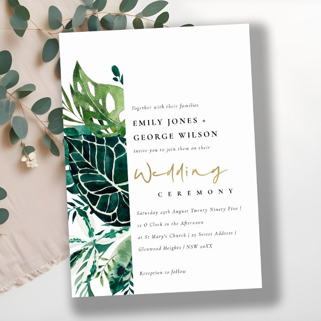Monstera Tropical Green Foliage Mariage Invitation (Créateur téléchargé)