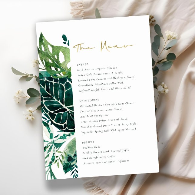 Monstera Tropical Green Foliage Menu Mariage (Créateur téléchargé)