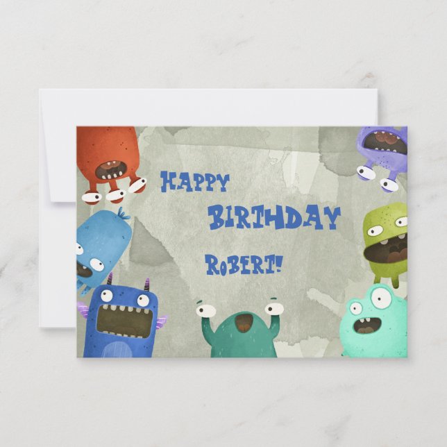 Monsters Bonne carte de voeux pour enfant d'annive (Devant)