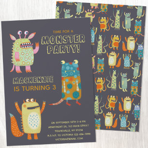Monsters Enfants Âge Anniversaire Fête Invitation