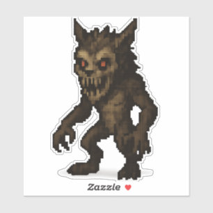 monstre de loup-garou hanté pixel art autocollant 