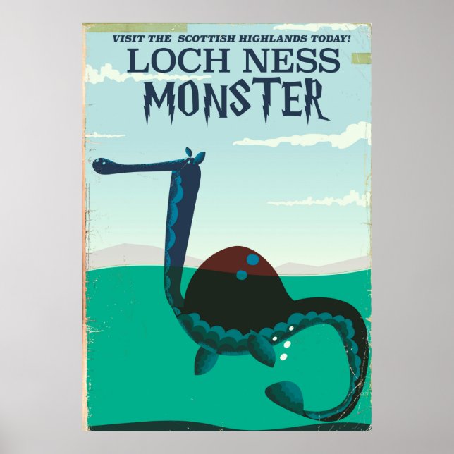 Monstre du Loch Ness affiche de voyage drôle (Devant)
