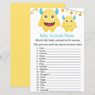 Monstre Jaune Bébé Animaux Nom Jeu