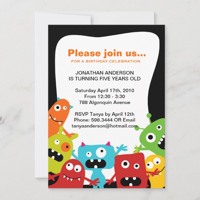 Monstres de fête | Invitation de fête d'anniversai (Devant)