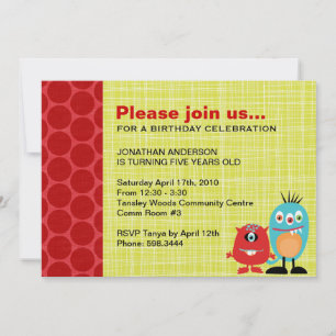 Monstres de fête Invitation de fête d'anniversai