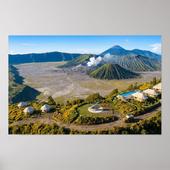 Mont Bromo Vue aérienne de volcan Art mural de lux (Devant)