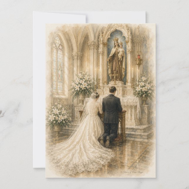 Mont Carmel Autel de mariage catholique Aquarelle (Devant)