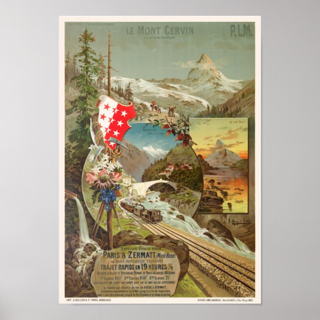 Mont Cervin Matterhorn Poster vintage 1895 (Devant)