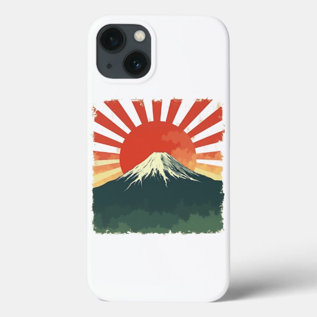 Mont Fuji Retro Japon coque iphone - Soleil Levant (Verso)