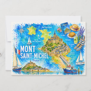 Mont Saint-Michel Normandie Aquarelle  Carte posta