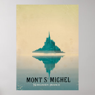 mont st michel affiche vintage de voyage