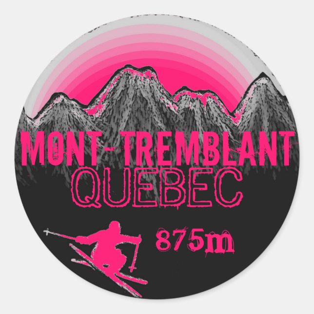 Mont Tremblant Autocollants d'art de ski rose Québ (Devant)