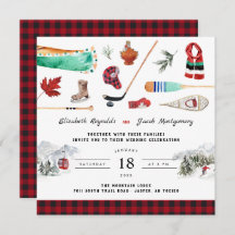 Montagne d'hiver rustique | Invitation du Mariage