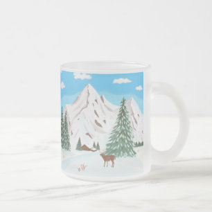 Montagne enneigée mug en verre givré