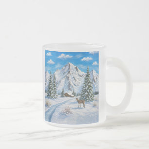 Montagne enneigée Mug en verre givré