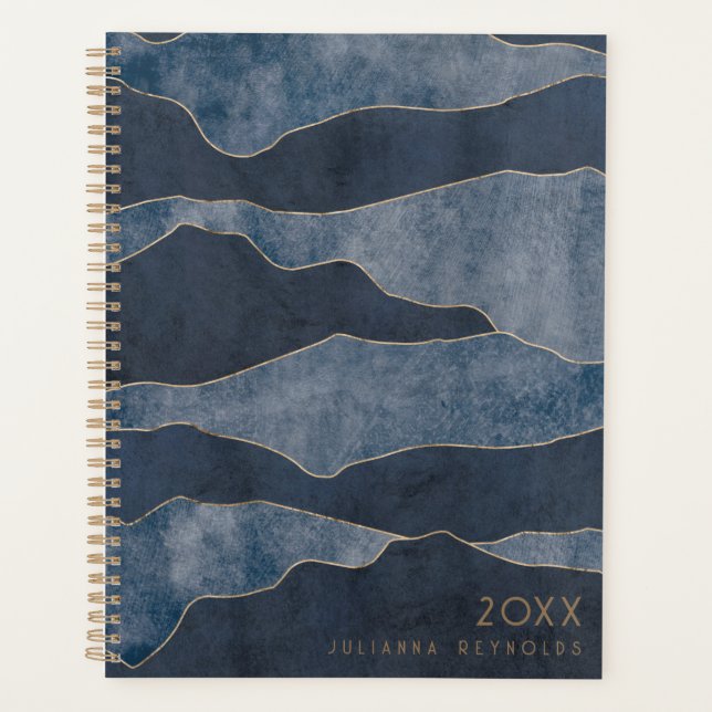 Montagnes Bleues Chic Simple avec Accents Or (Devant)