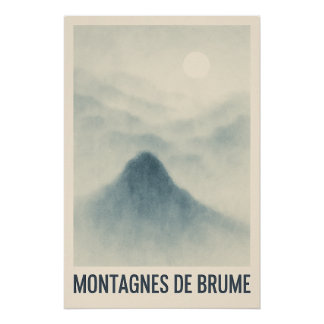 Montagnes de Brume – Affiche Paysage Onirique