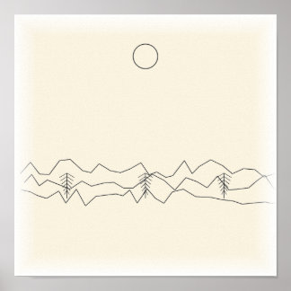 Montagnes de dessin au trait - Impression minimali