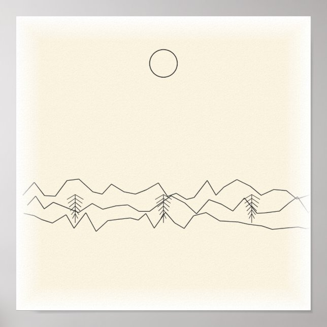 Montagnes de dessin au trait - Impression minimali (Devant)