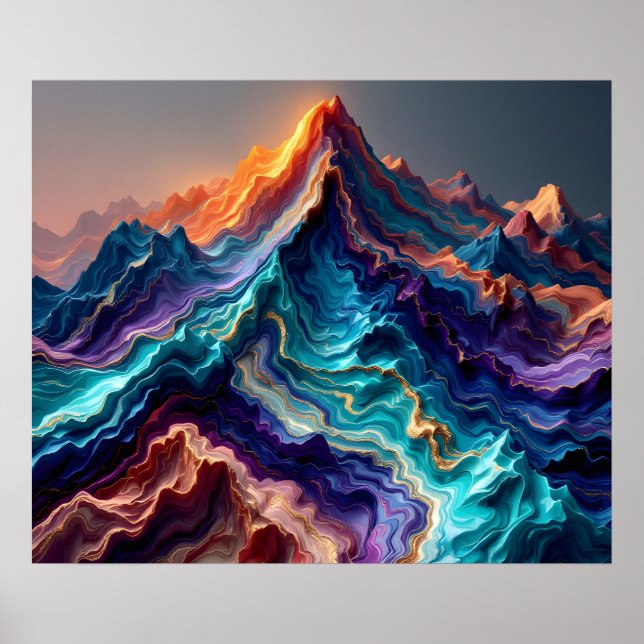 Montagnes de Marble Flow – Affiches d'art abstrait (Devant)