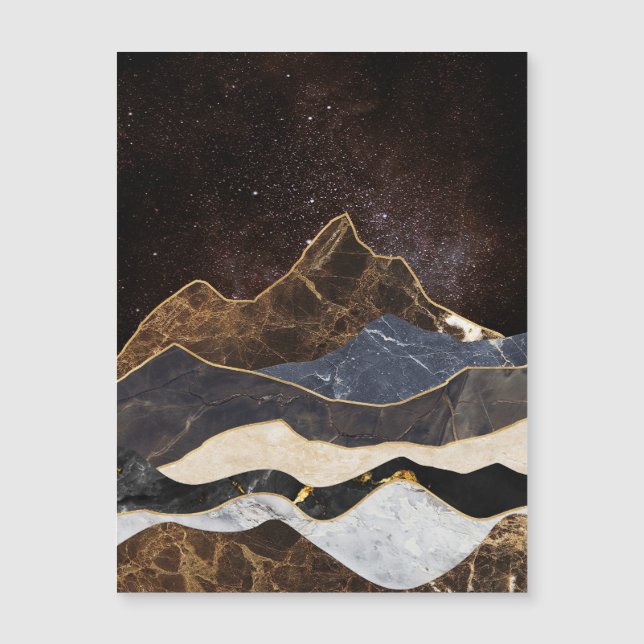 Montagnes de marbre abstraites sous un ciel étoilé (Devant)