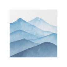 Montagnes d'eau minimaliste Abstraites bleu