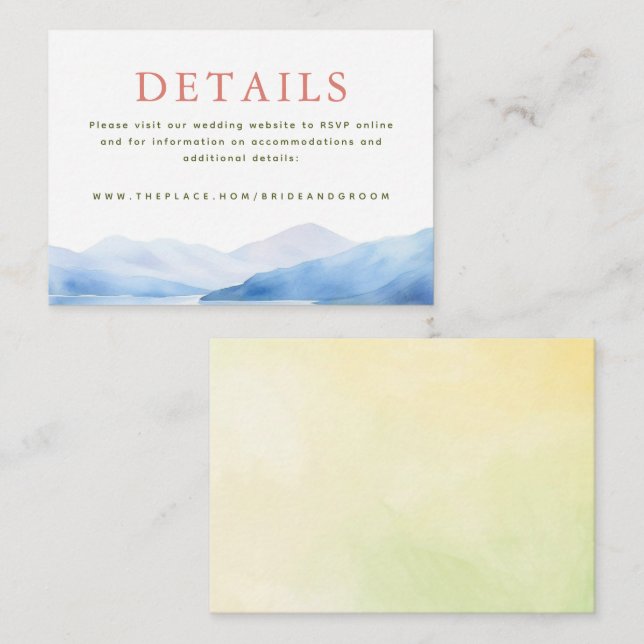 Montagnes Détails Mariage Carte de petit boîtier (Devant / Derrière)