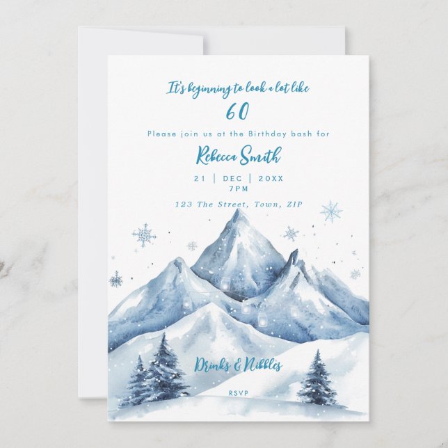 montagnes d'hiver 60e anniversaire invitation (Devant)