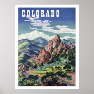 Montagnes du Colorado, affiche vintage de voyage