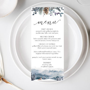 Montagnes et renard, Rustic Blue Floral Menu Maria