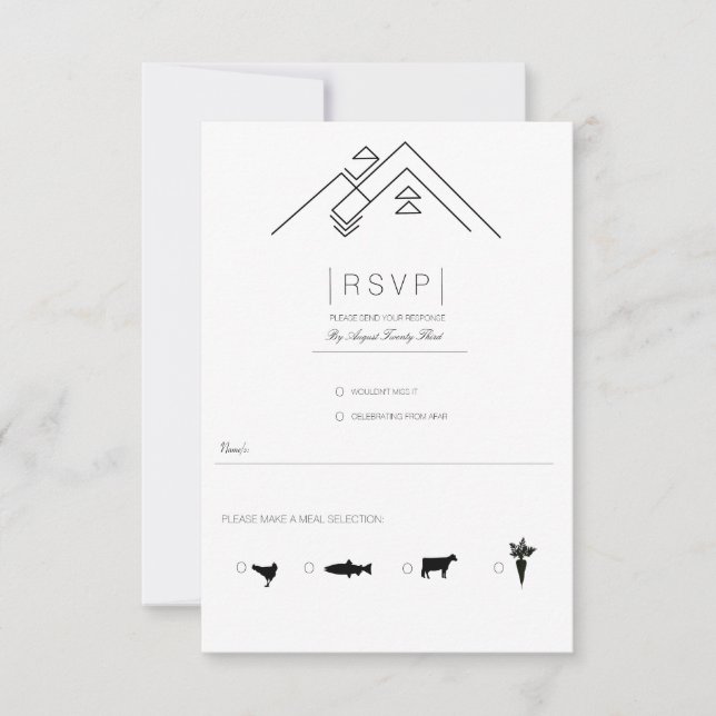 Montagnes Géométriques | RSVP Moderne Noir & Blanc (Devant)