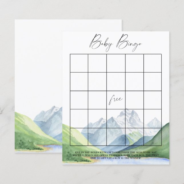 Montagnes - jeu de bingo bébé (Devant / Derrière)
