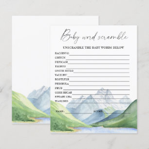 Montagnes - jeu de mots mêlés pour baby shower