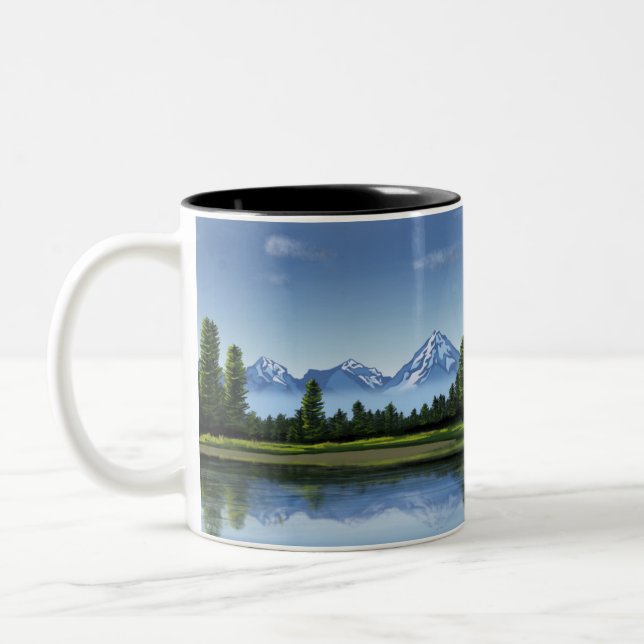 Montagnes, lac et forêt Paysage Coffee Mug (Gauche)