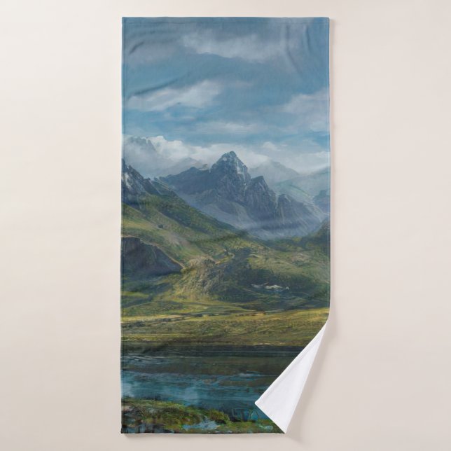 Montagnes pâturage de l'herbe de rivière (Serviette de bain)
