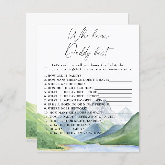 Montagnes - Qui connaît papa meilleur jeu (Devant / Derrière)