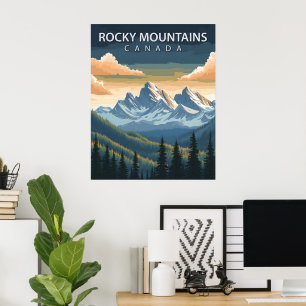 Montagnes Rocheuses – Affiche de voyage vintage du