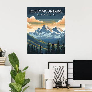 Montagnes Rocheuses - Poster Vintage voyage du Can
