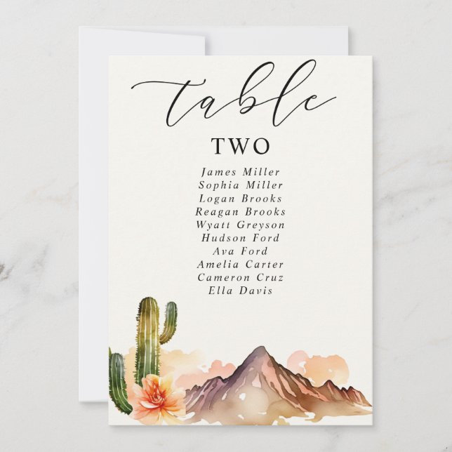 Montagnes Rustiques | Numéro de table du Mariage d (Devant)