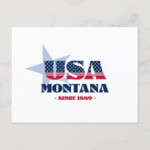 Montana en carte postale rouge, blanche et bleue