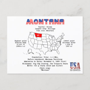 Montana États américains sur une carte et des info