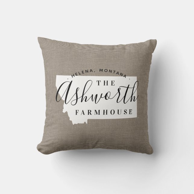 Montana Famille Monogramme Oreiller à lancer d'Éta (Recto)