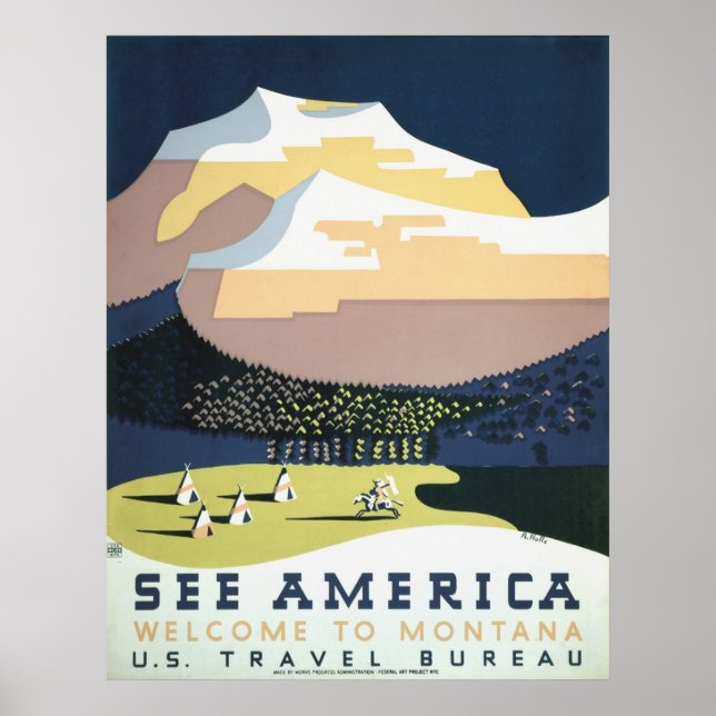 Montana Poster Vintage voyage Annonces Rétro Impri (Devant)