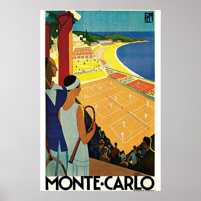 Monte Carlo Art Deco Tennis Poster (Devant)