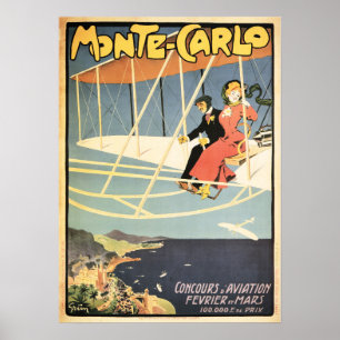 MONTE CARLO MONACO Poster de voyage Art Déco Vinta