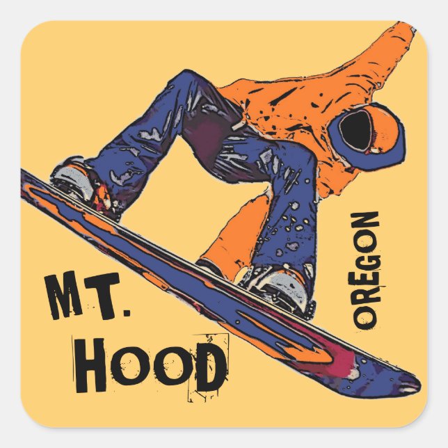 Monte Hood Oregon orange snowboard stickers (Devant)