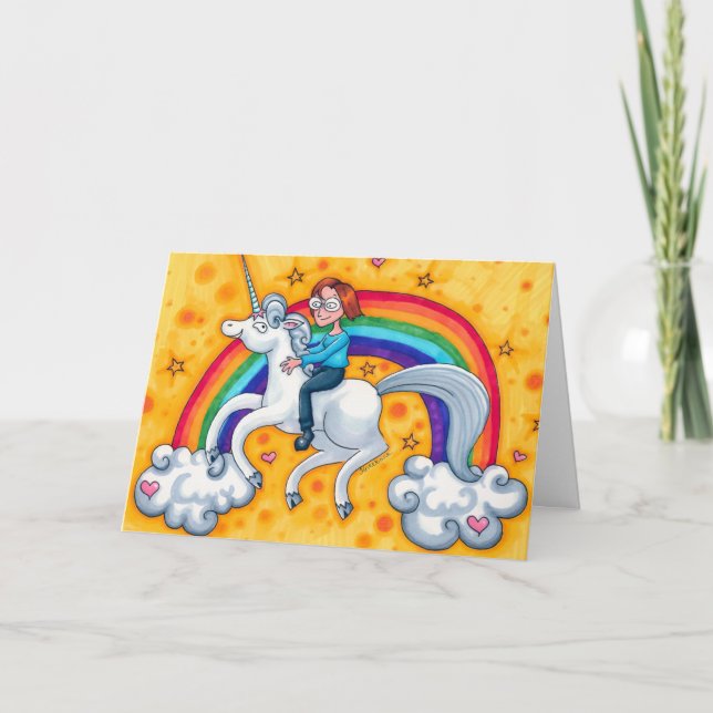 Monter un modèle de carte d'anniversaire Unicorn (Devant)